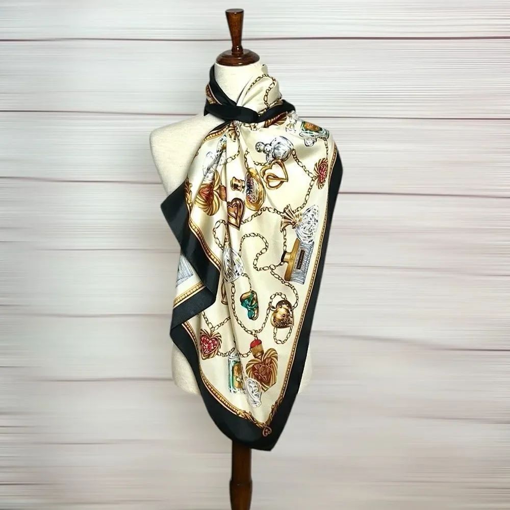 Victoria's Secret London Silk Perfume Chain Print Square Scarf